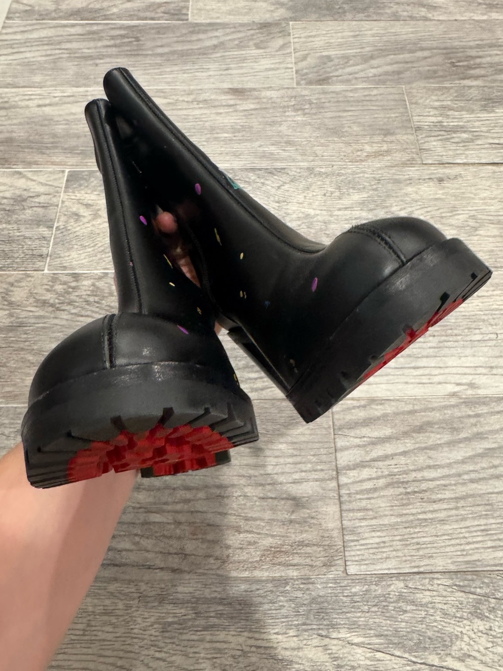 Christian Louboutin black graffiti love leather boots - Picture 8 of 12